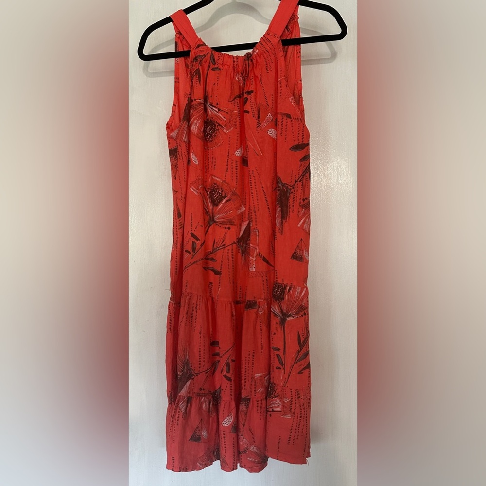 LINEN FLORAL PRINT DRESS